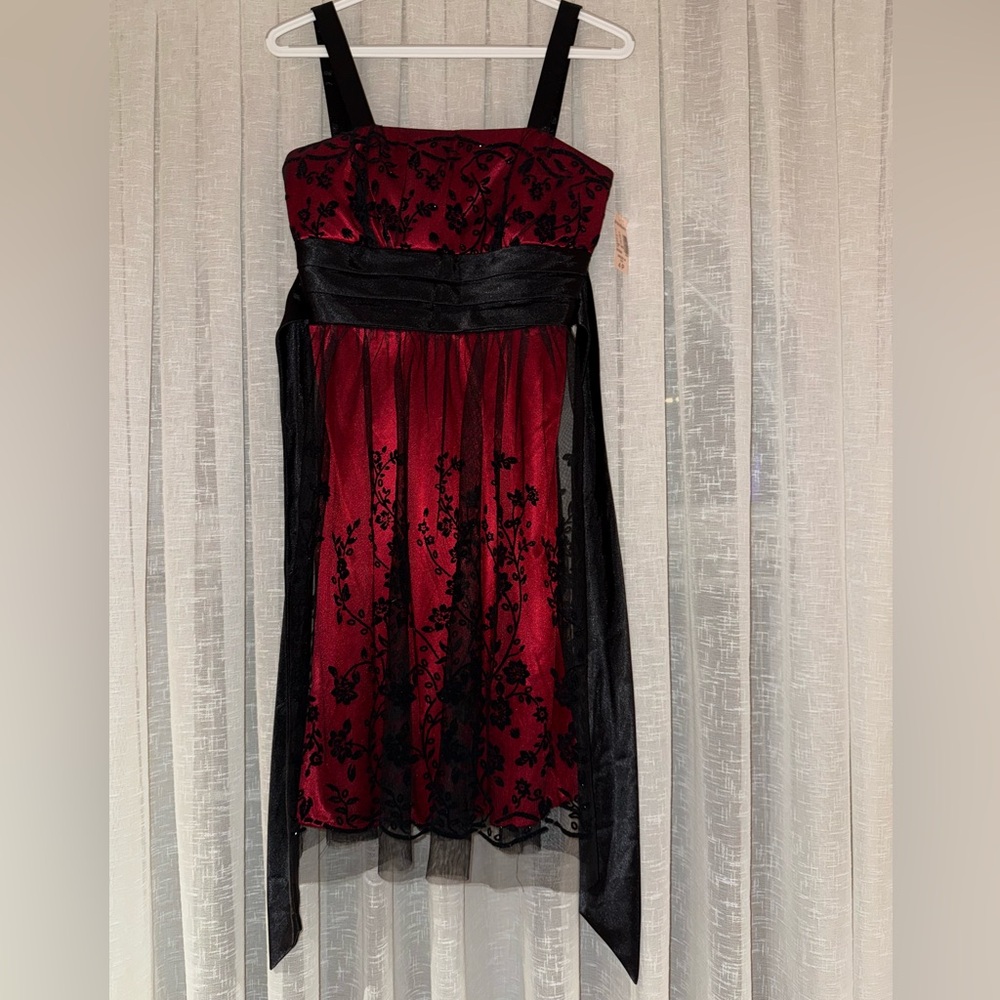 Dressbarn Red and Black Floral Dress